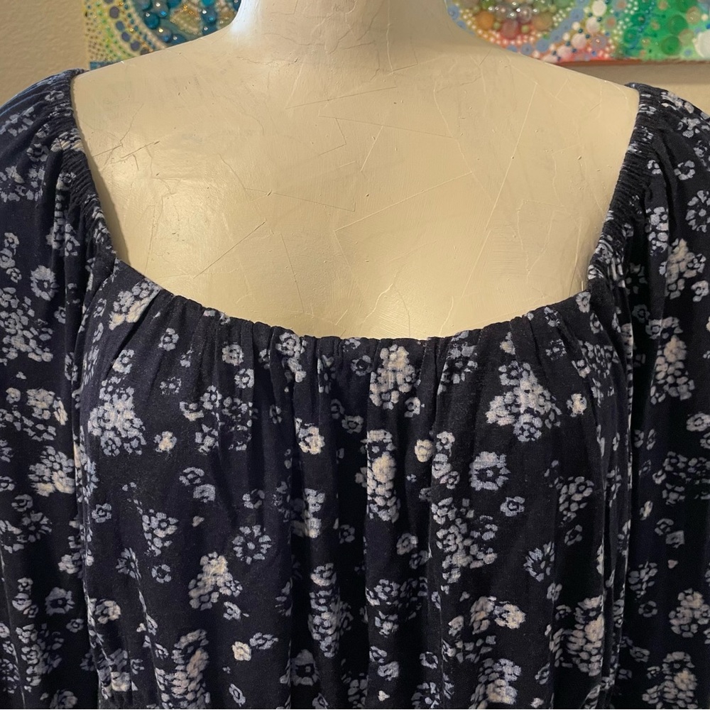 Plus Size Blue Floral Top